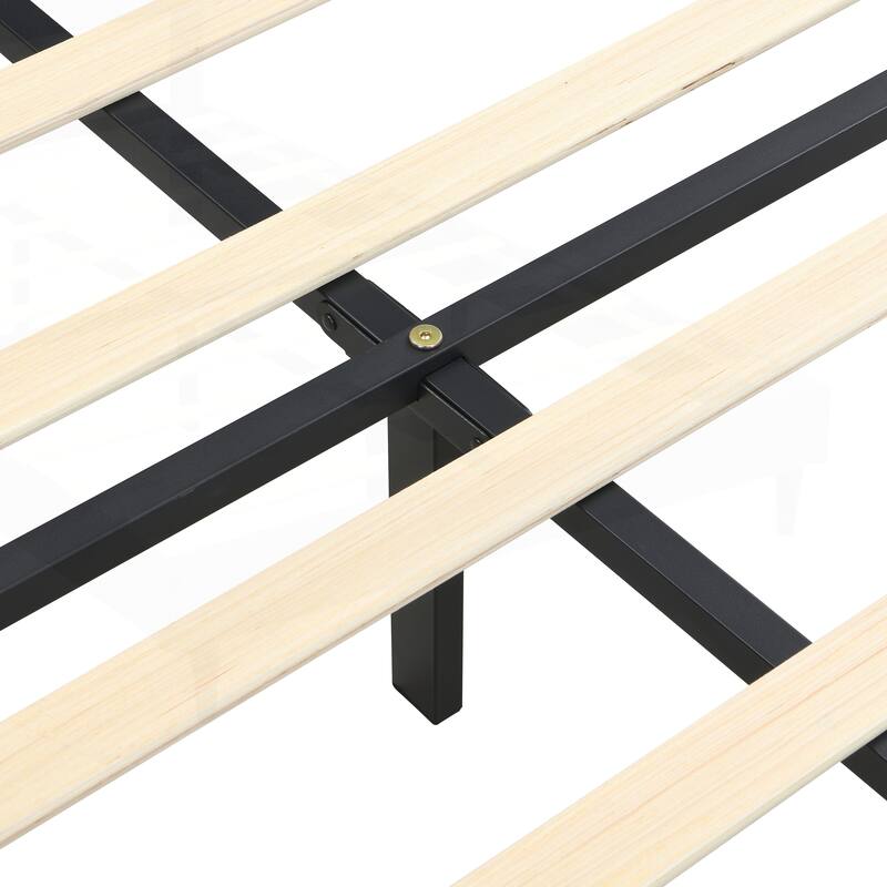 Modern Platform Bed Frame with Tufted Headboard and Multiple Functionalities