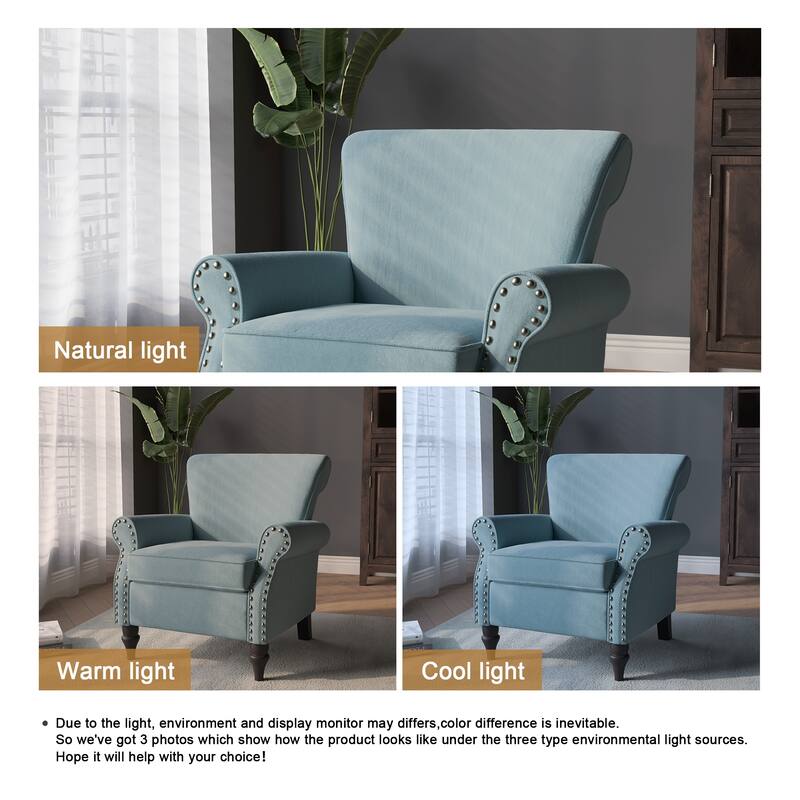 Modern Upholstered Armchair Nailhead Trim Accent Chair