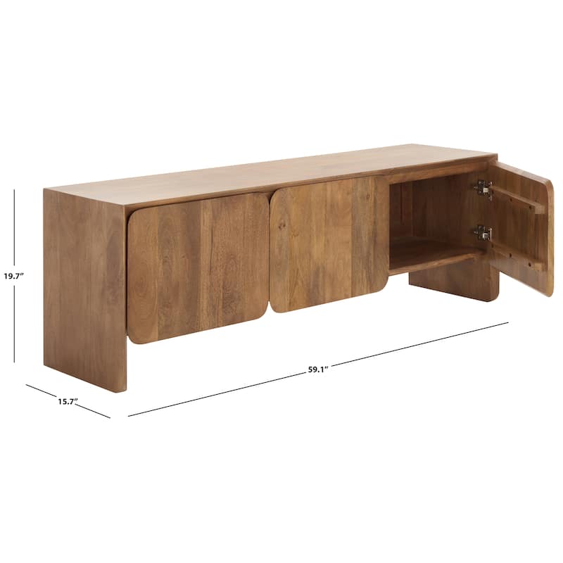 SAFAVIEH Couture Grigorio Solid Wood 3-Door Sideboard, Fully Assembled - 59"W x 16"D x 20"H