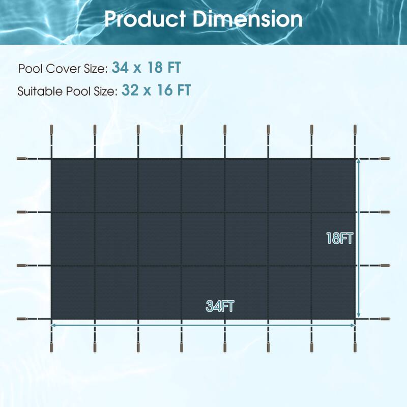 Gymax Winter Swimming Leaf Pool Cover Safety Pool Cover for 32 x 16 FT