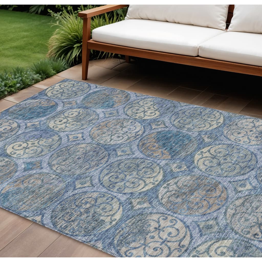 HomeRoots Trellis Transitional Rectangle Outdoor Rug