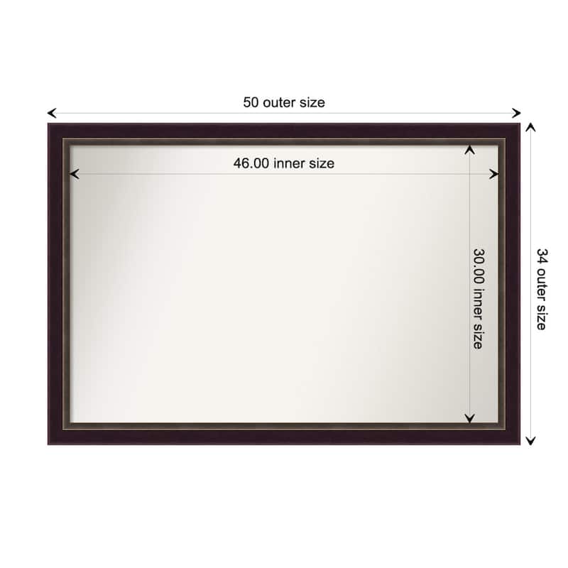 Signore Bronze Framed Non-Beveled Custom Wall Mirror, Bathroom Vanity Mirror - Outer Size: 50.25 x 34.25
