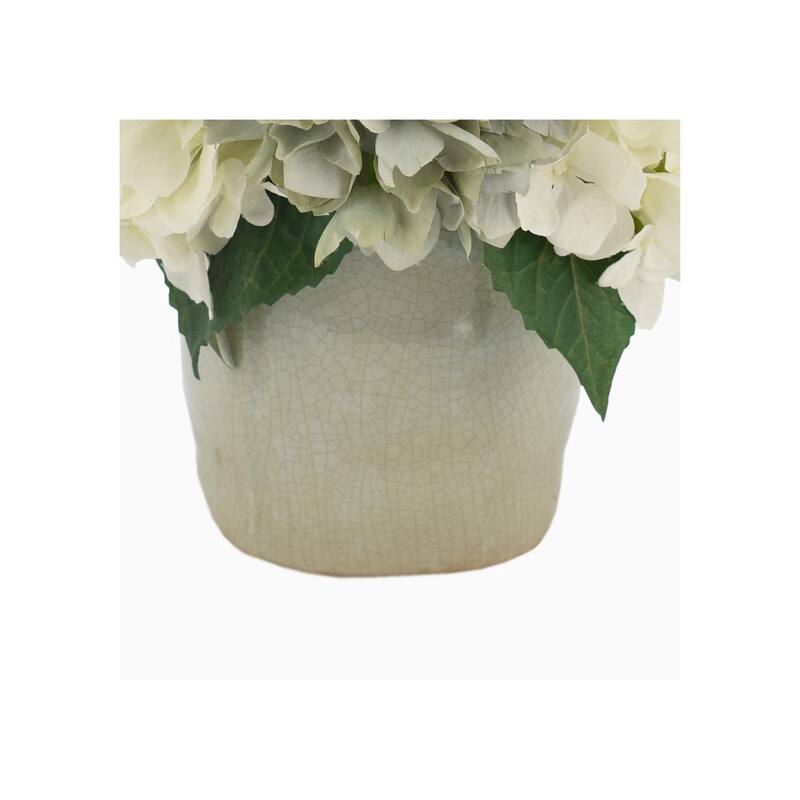 Assorted Hydrangea Floral Arrangement in a Ceramic Vase - Seafoam, Teal, White