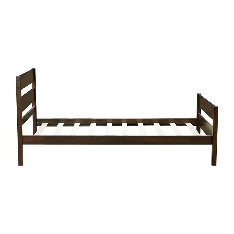 Twin Size Platform Bed with Headboard and Footboard, Rubber Wood