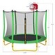 preview thumbnail 31 of 29, 5.5 FT Mini Toddler Kids Trampoline with Enclosure, Basketball Hoop