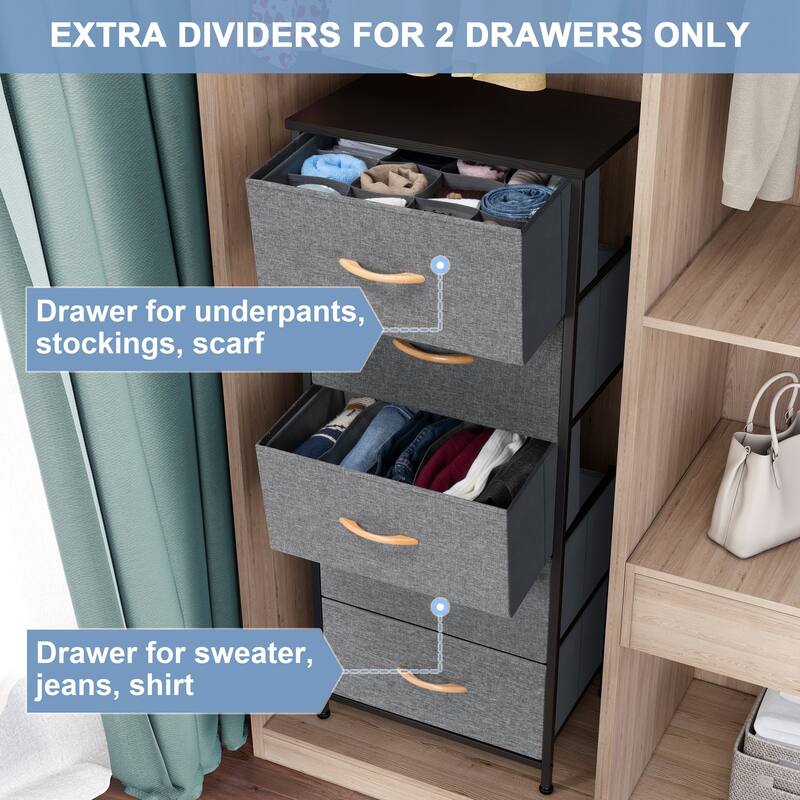 Crestlive Products Household 5-Drawer Vertical Dresser Storage Chest