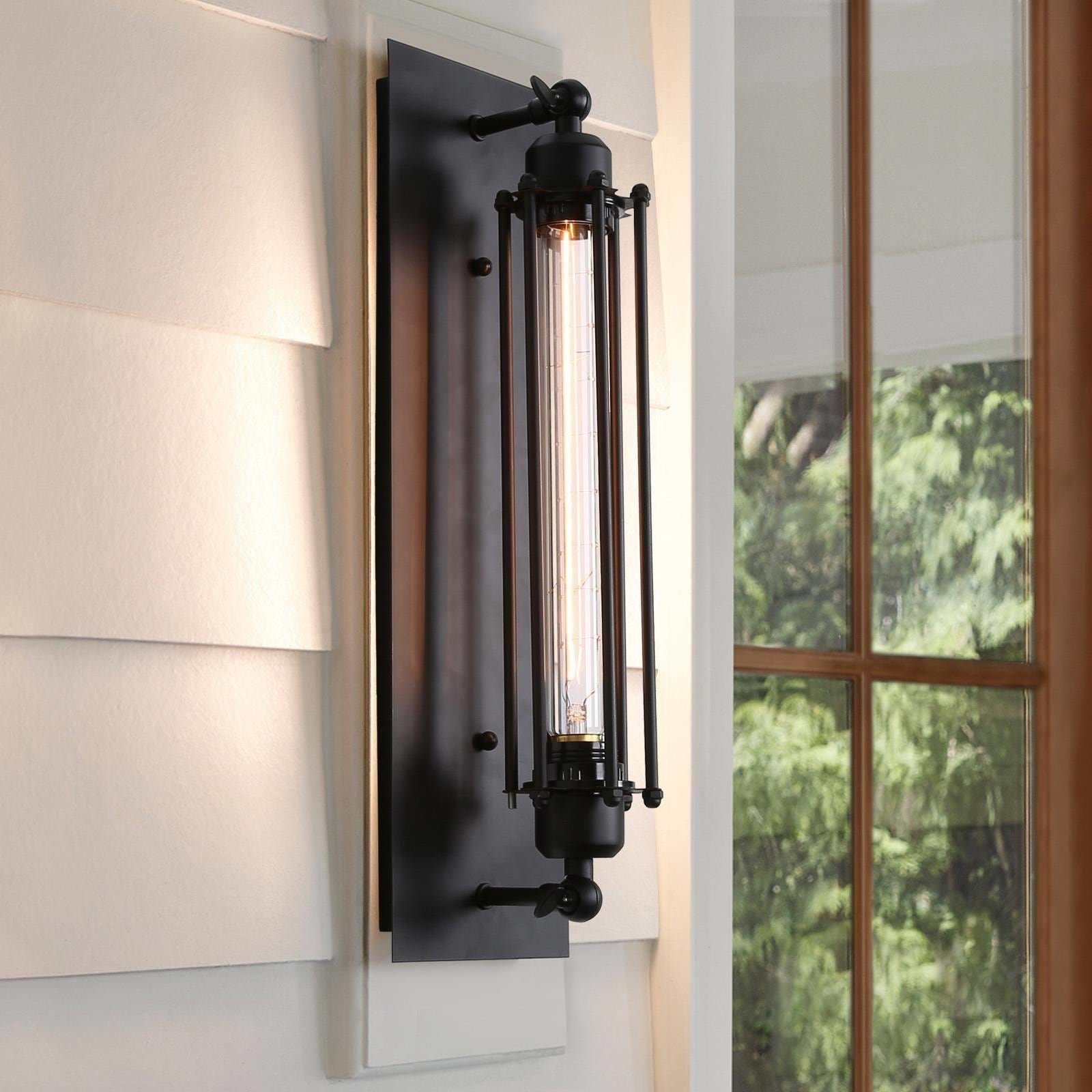 LALUZ Modern Farmhouse 1-Light Black Metal Flush Mount Wall Sconces