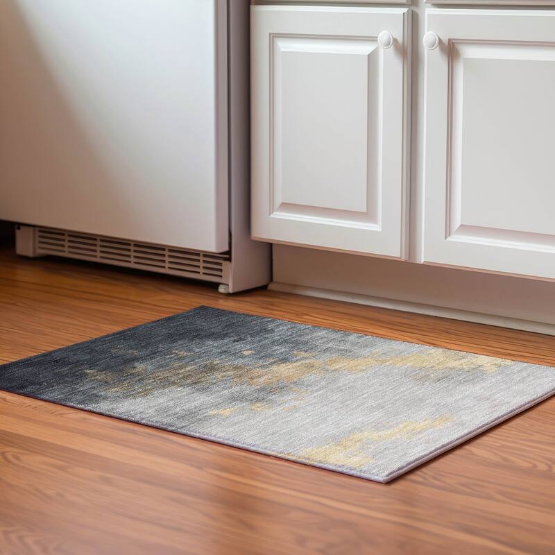 Premium Washable Super Soft Modern Glam Mayfield Rug - Gold - 1'8" x 2'6"