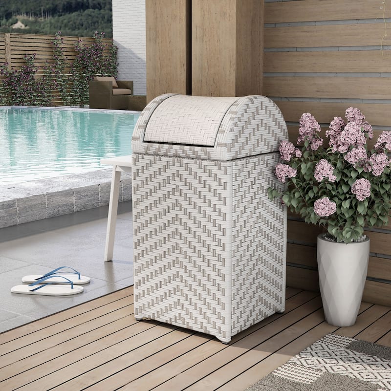 Alat Contemporary Wicker Outdoor Deck Storage Hamper by Furniture of America - Grey