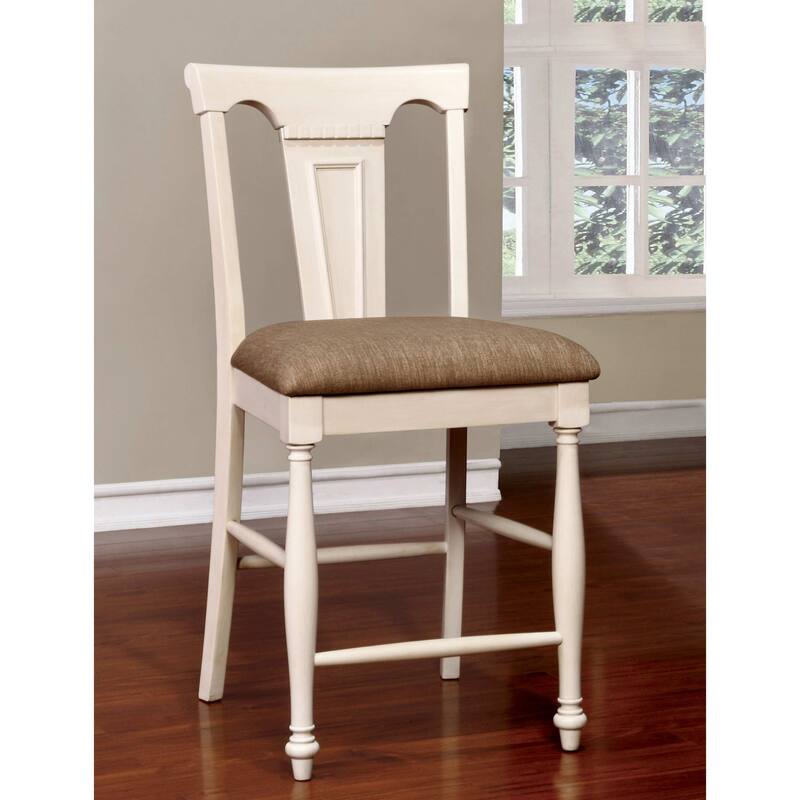 Kis Country Solid Wood Counter Height Chairs (Set of 2) by Furniture of America - Off-White