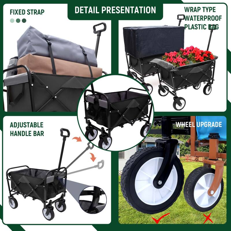 2.1 cu ft. Steel Foldable Wagon Cart