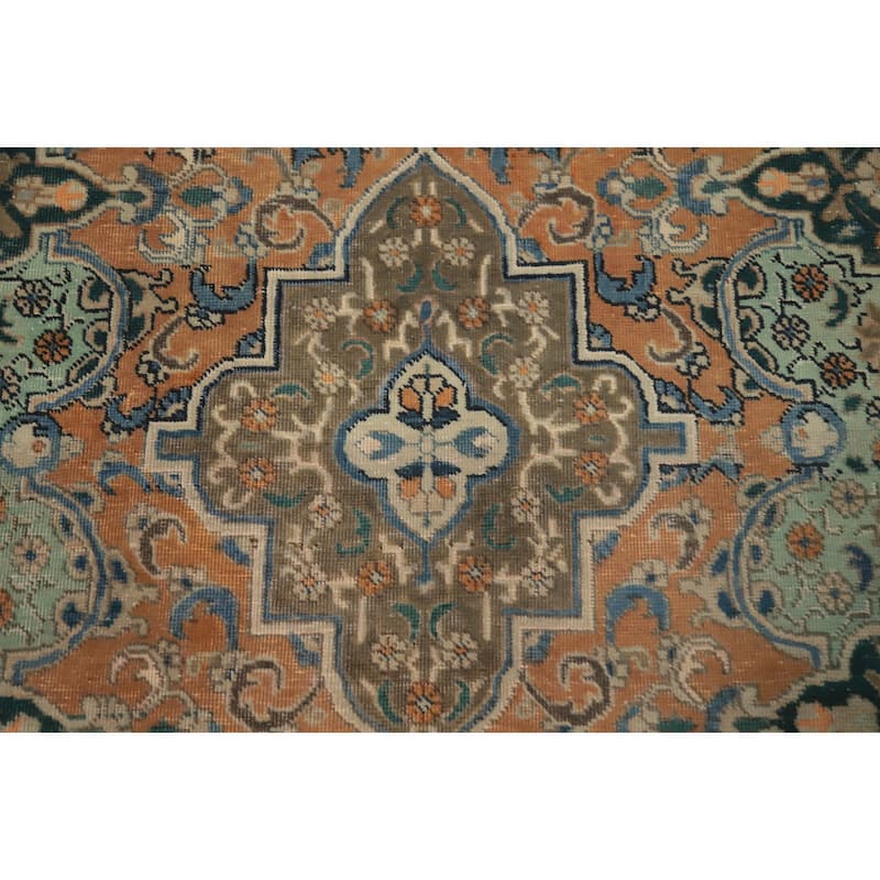 Hand Knotted Oriental 100% Wool Carpet Traditional Floral Oranges & Rust Tabriz Area Rug - 6' 0'' X 4' 6''