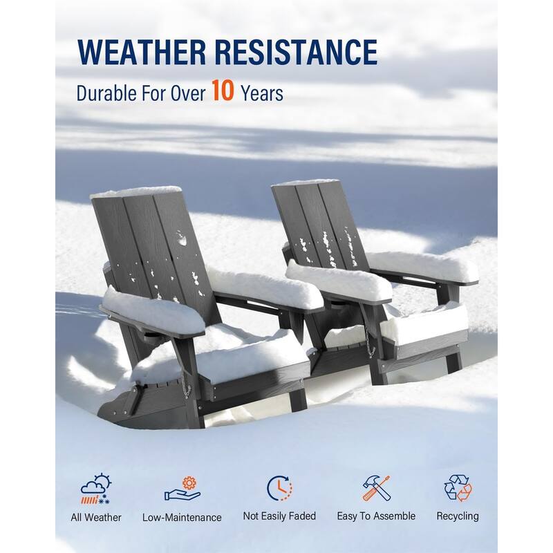 WINSOON Modern HDPE Outdoor Folding Adirondack Chair With Cup Holder