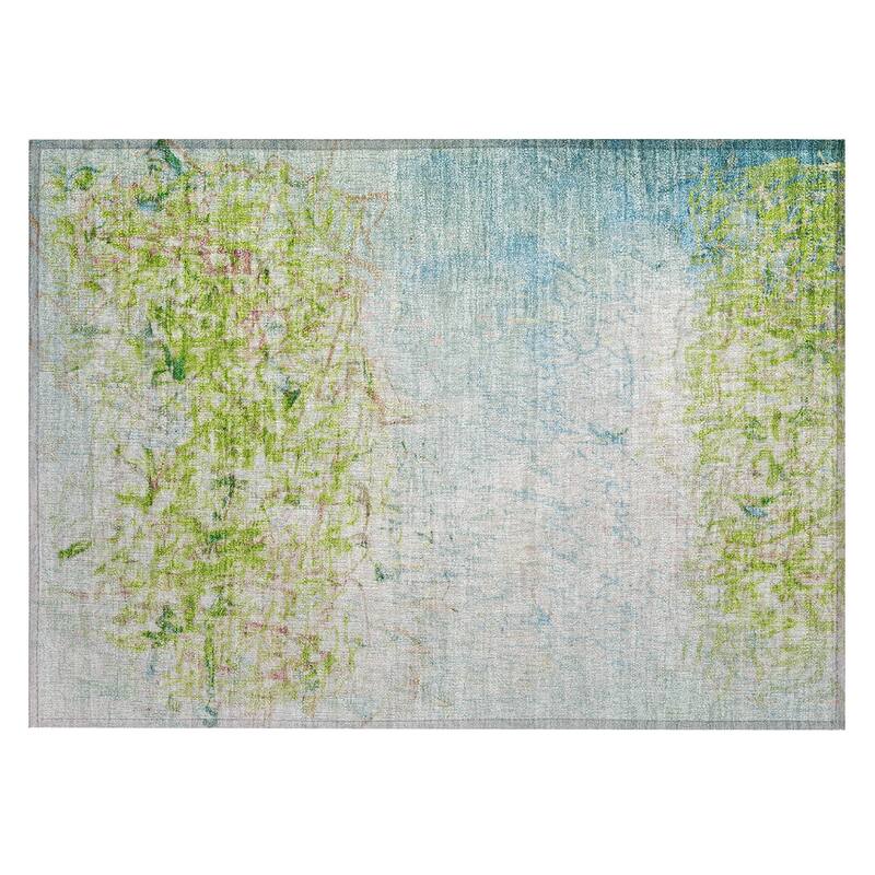 Machine Washable Indoor/ Outdoor Abstract Scribble Chantille Rug