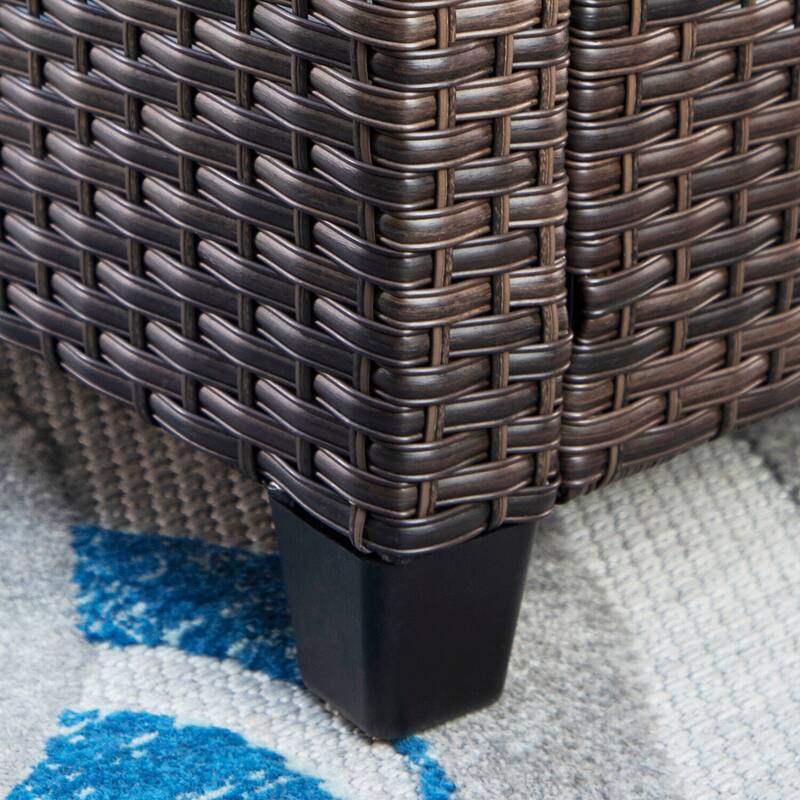 9-Seat Patio Furniture Wicker Rattan Outdoor High-back Sectional Sofa Conversation Set with Firepit Table