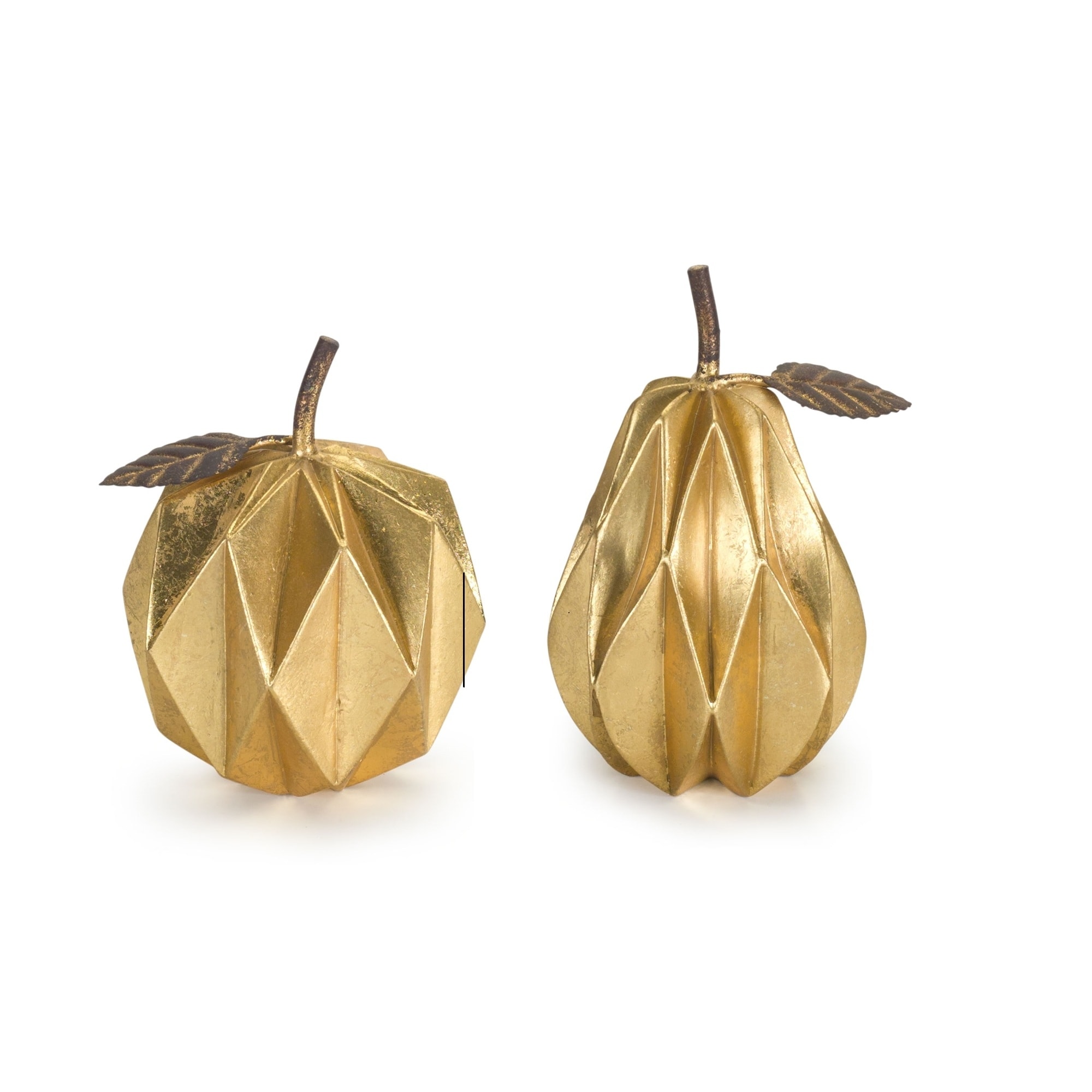 Shop Set Of 4 Weathered Golden Pear And Apple Table Top Figures Overstock 27619509