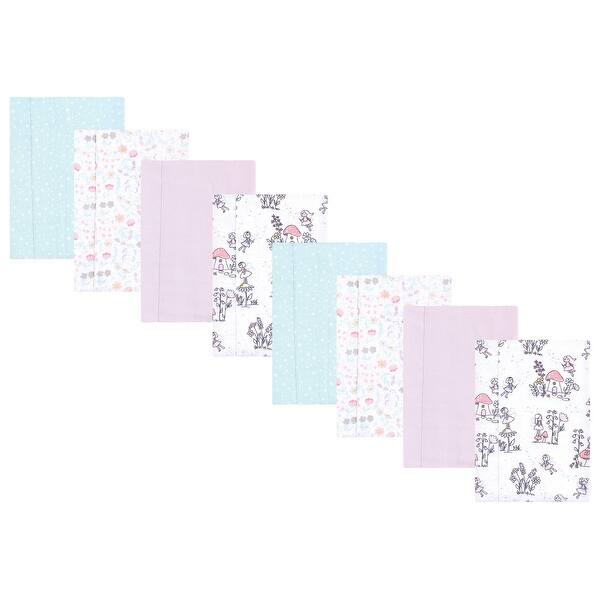 slide 1 of 1, Hudson Baby Boys and Girls Cotton Poly Flannel Burp Cloths 8-Pack, Garden Fairies, One Size - Garden Fairies 8-Pack - One Size