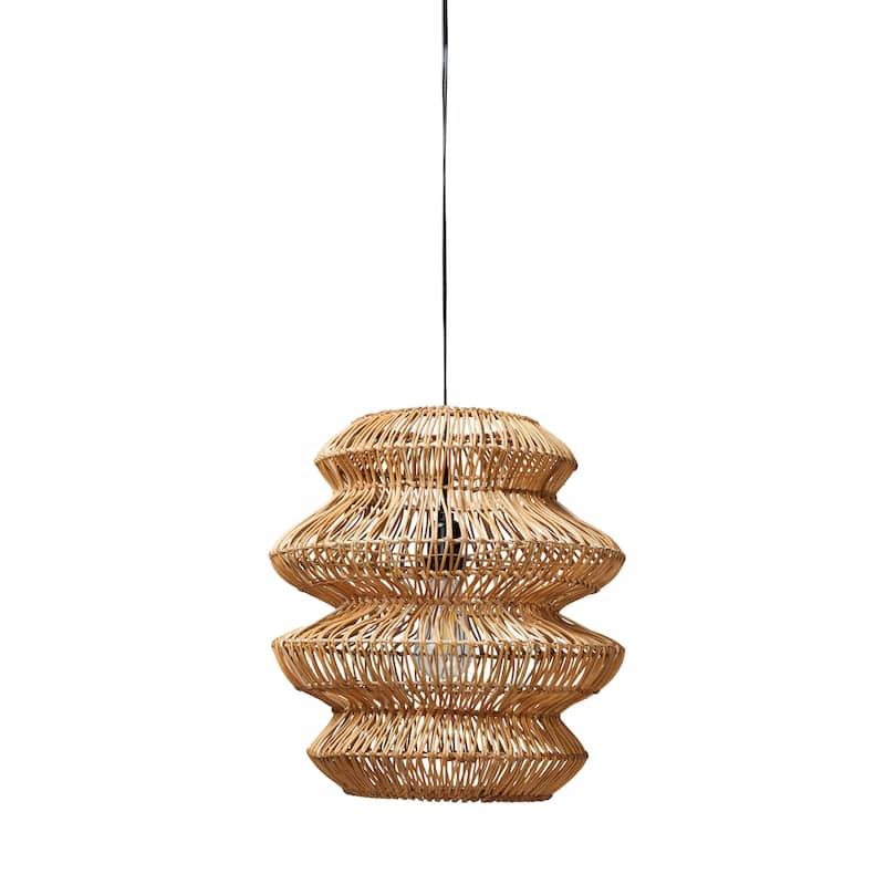 Woven Rattan Sculptural Pendant Light - 15.8"L x 15.8"W x 15.8"H