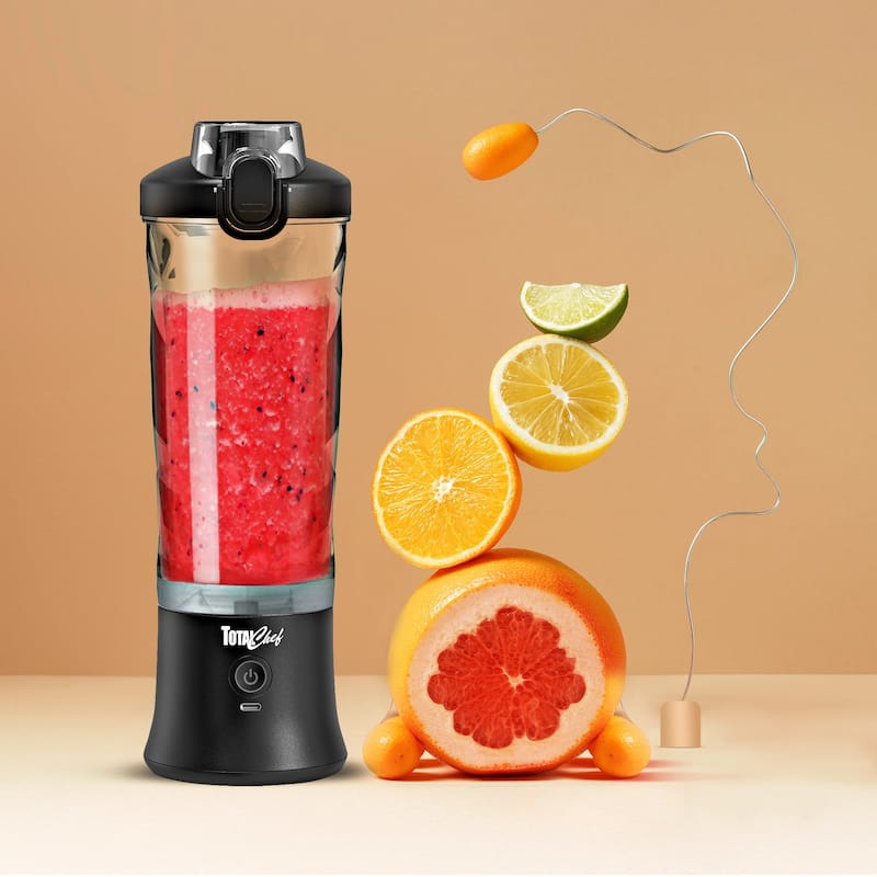 Total Chef Cordless Portable Blender, 20 oz (600 mL) Personal Blender, USB Rechargeable, Black - Black