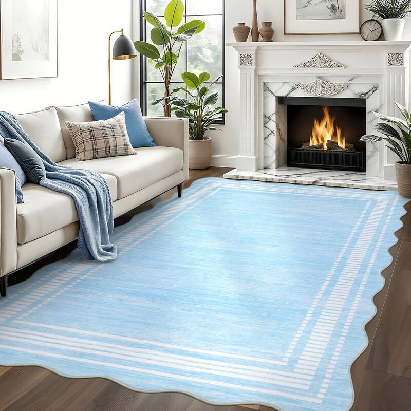 Garvee Scalloped Modern Bordered Area Rug