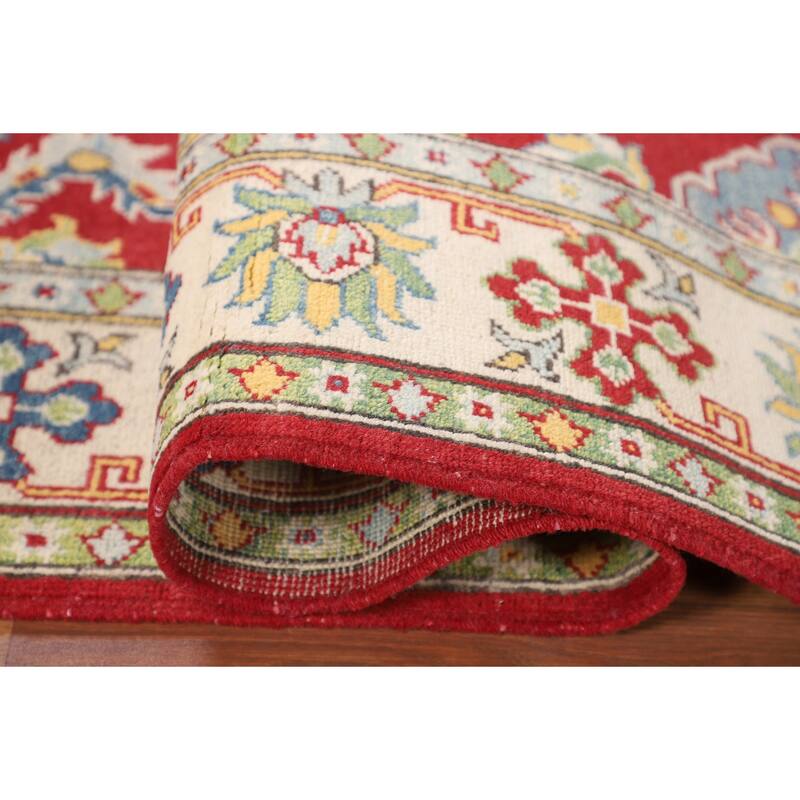 Red Kazak Oriental Area Rug Handmade Foyer Wool Carpet - 5'0" x 7'3"