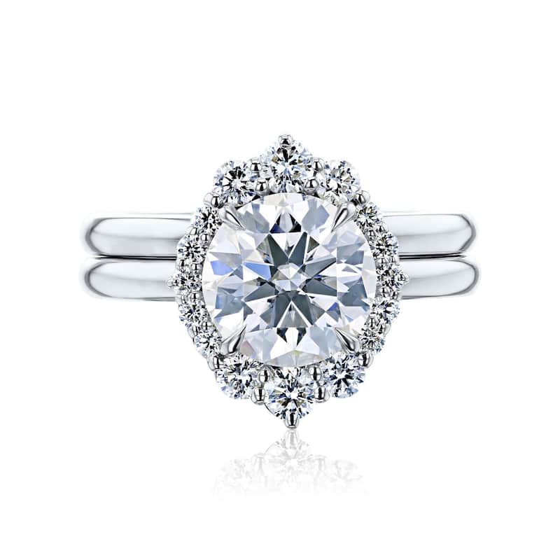 Annello by Kobelli 14k Gold Forever One Raphaela Bridal Set (DEF/VS, DEF/VS) - White - 5