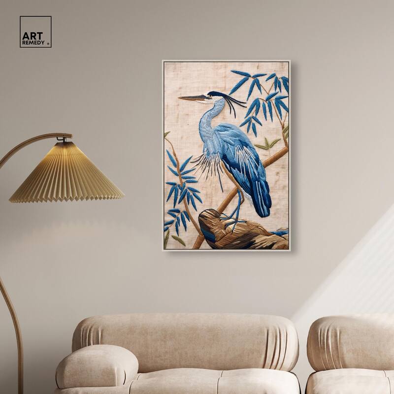 Needlework Heron Canvas by Art Remedy