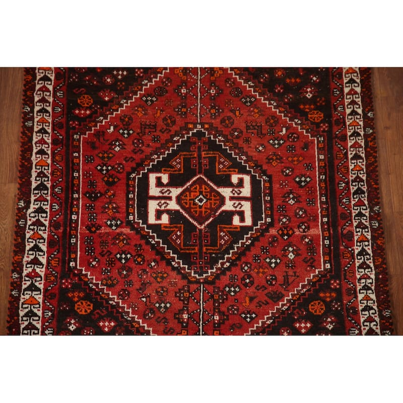 Vegetable Dye Qashqai Persian Vintage Rug Hand-knotted Wool Carpet - 3'6"x 5'3"