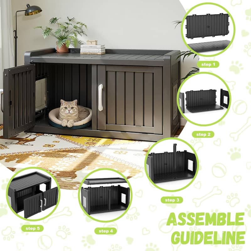 Decksplore Insulated Resin Cat House Weatherproof Outdoor Shelter Indoor Comfort with Easy Assembly