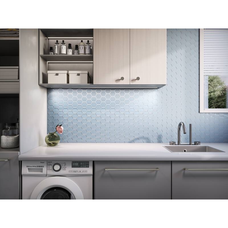 3" Beehive 10.25 in. x 11.75 in. Hexagon Glass Mesh-Mounted Mosaic Tile