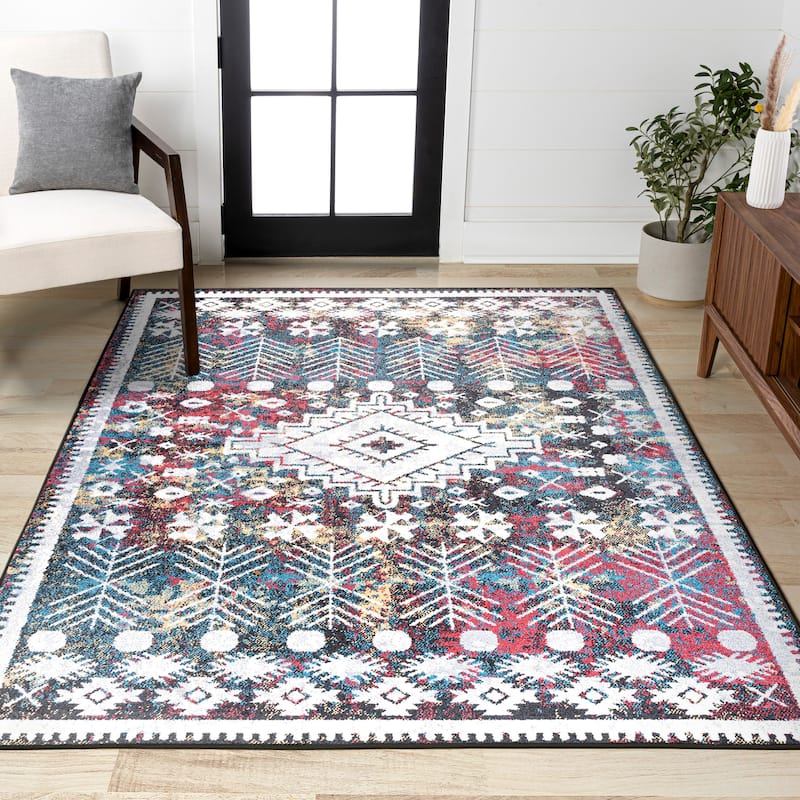 JONATHAN Y Palmette Distressed Kilim Area Rug - 2 X 8 - Multi