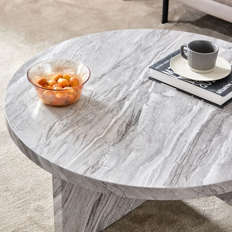A Diameter of 31.4 Inches Double Pedestal Round Coffee Table