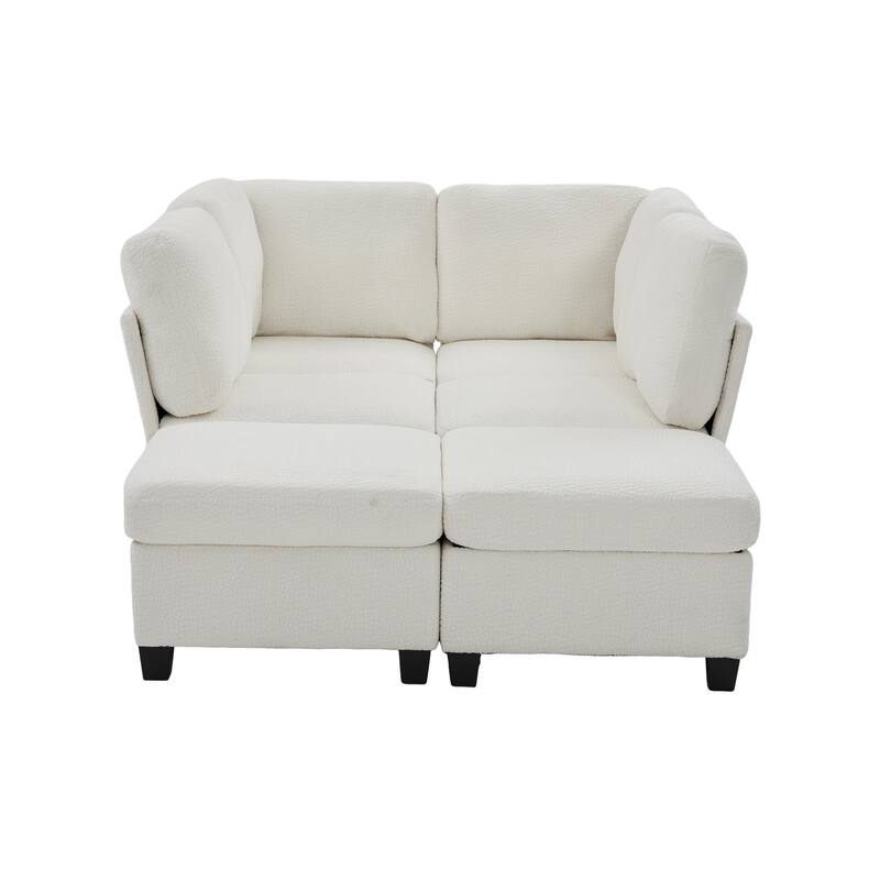 Modular Sleeper Sofa Bed U-shaped Sectional Couches with Hidden Storage Seat and Ottomans, Freely Combinable Chaise Lounge Sofa