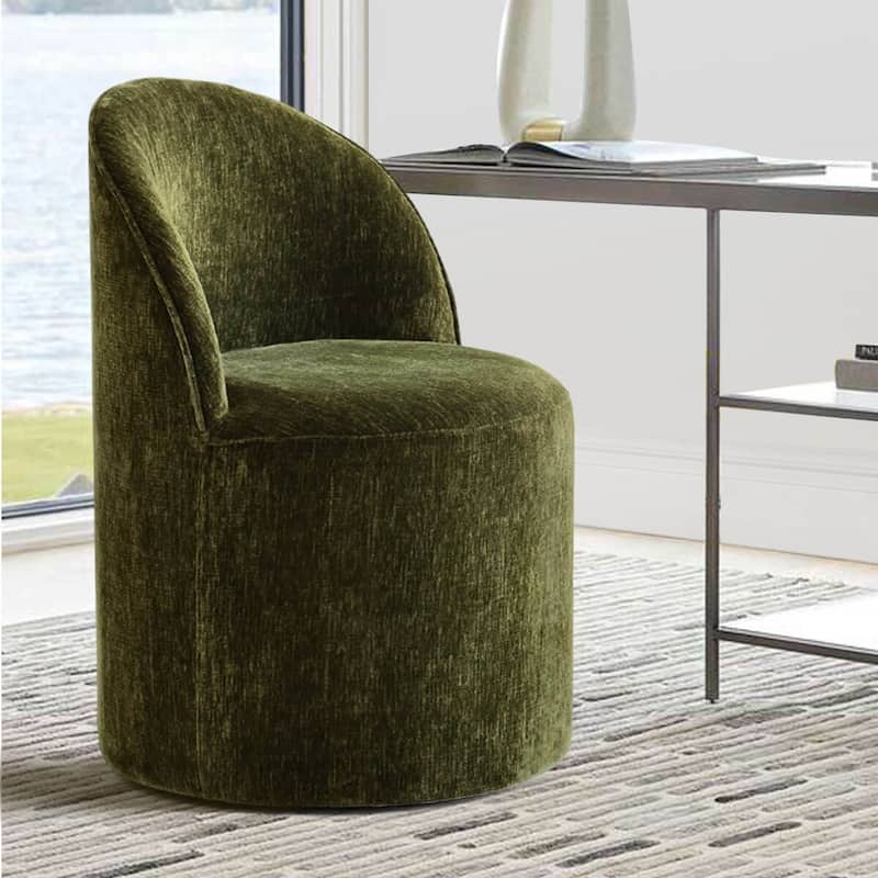 Upholstered Chenille Office Chair with Wheels - Olive