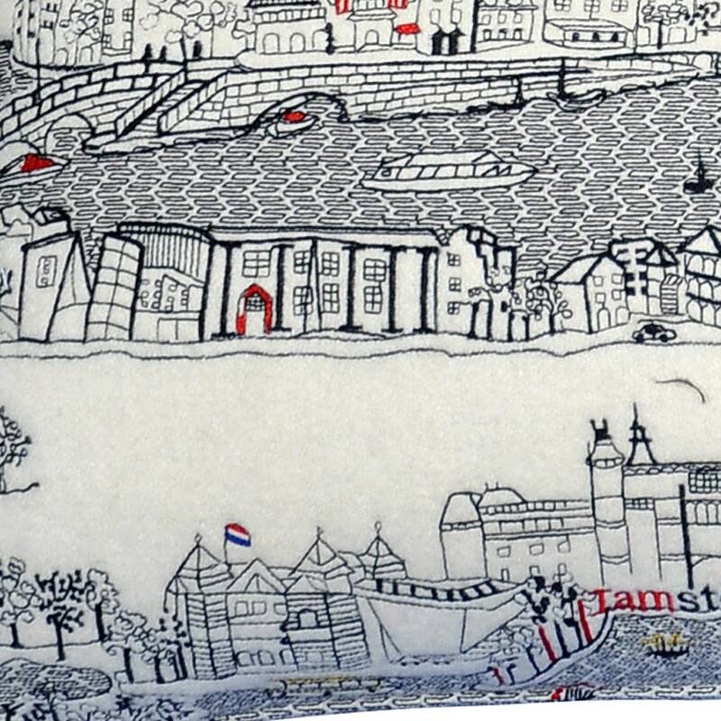 HomeRoots 35" White Amsterdam Daylight Skyline Lumbar Decorative Pillow