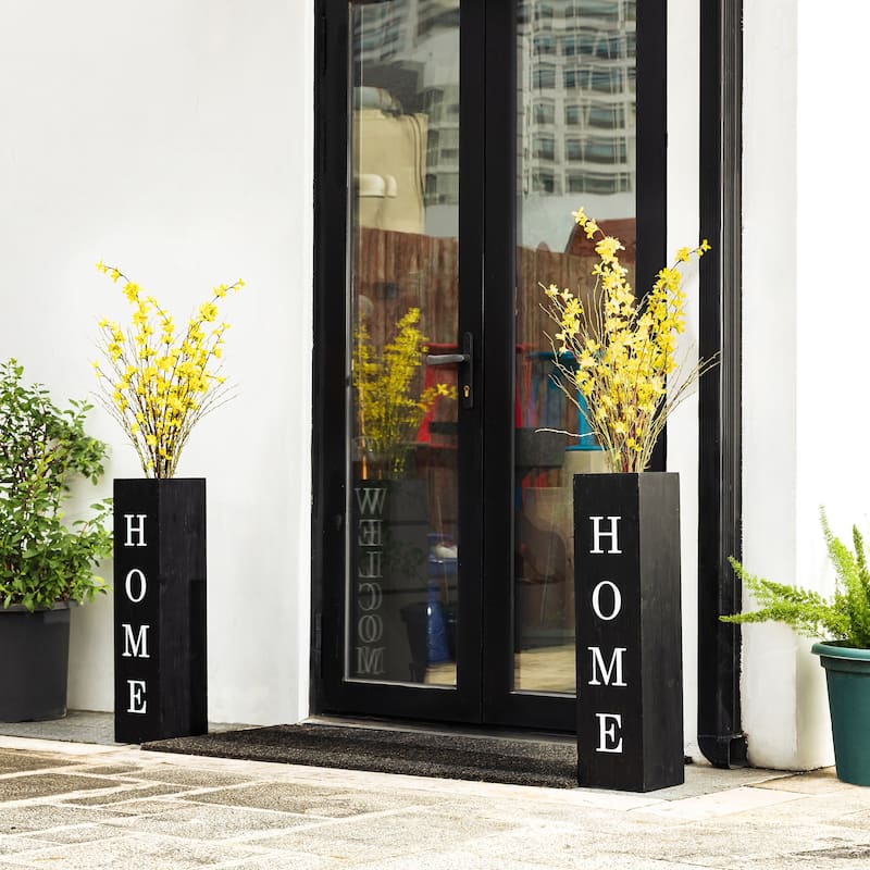 Glitzhome 30"H Rustic Welcome & Home or Welcome & Porch Double Sided Wooden Planter Sign Front Door Decor(2025 Quality-upgraded)