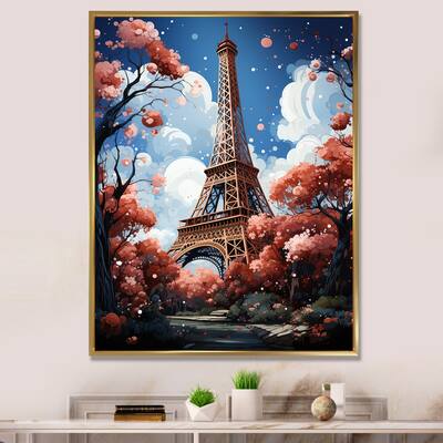 Designart "Paris In Spring Bloom I" City Paris Framed Wall Decor