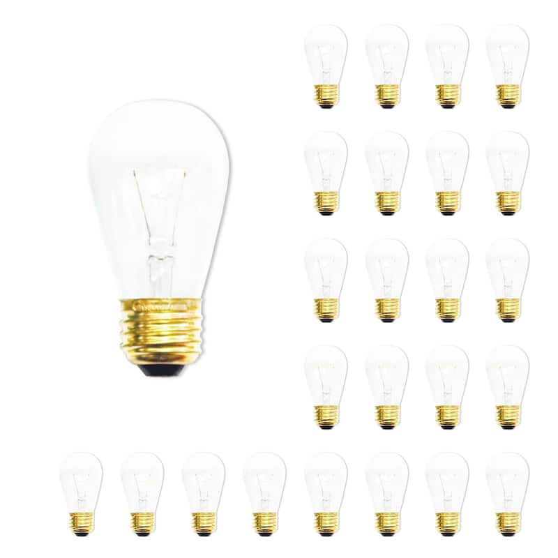 Bulbrite Pack of (25) 11 Watt Dimmable Clear S14 Incandescent Light Bulbs with Medium (E26) Base, 2700K Warm White Light