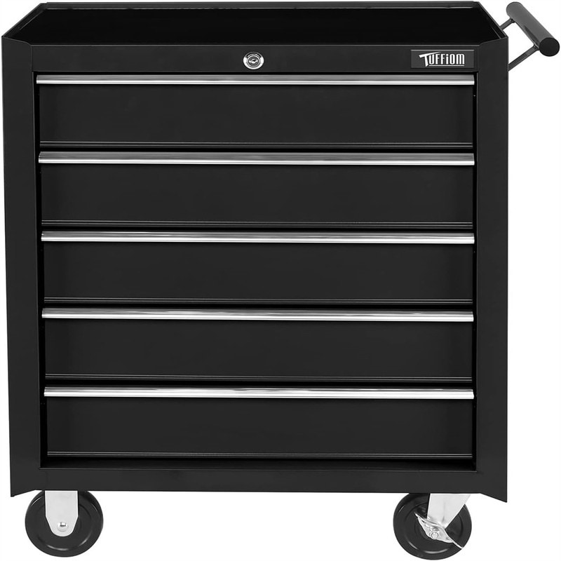 5-Drawer Rolling Tool Chest w/Lock & Key - 24.41 In. W X 31.1 In. H X 12.99 In. D