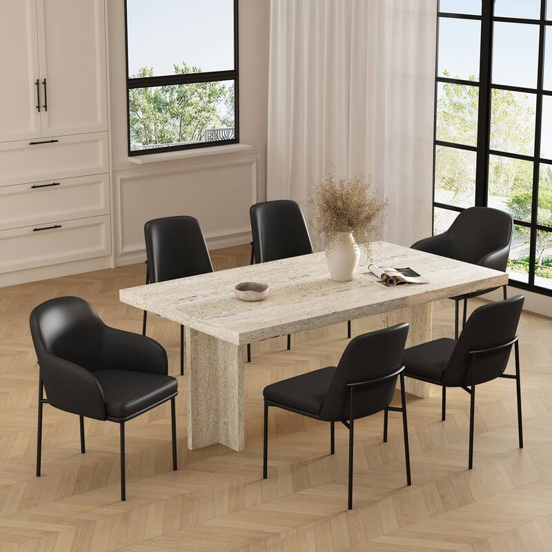 Manhattan Comfort Loft Vegan Leather Metal Armchair - Set of 2