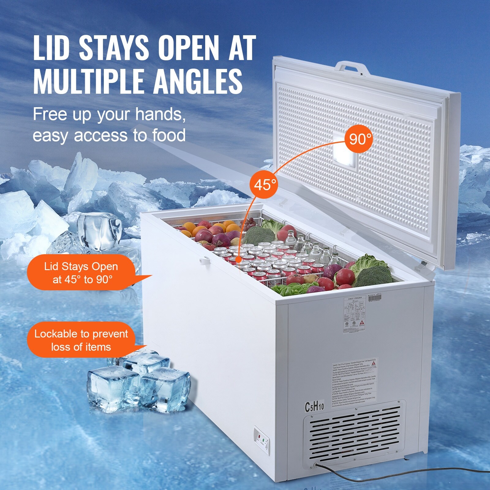 Chest Freezer, Large Deep Freezer with Split Top Double Locking