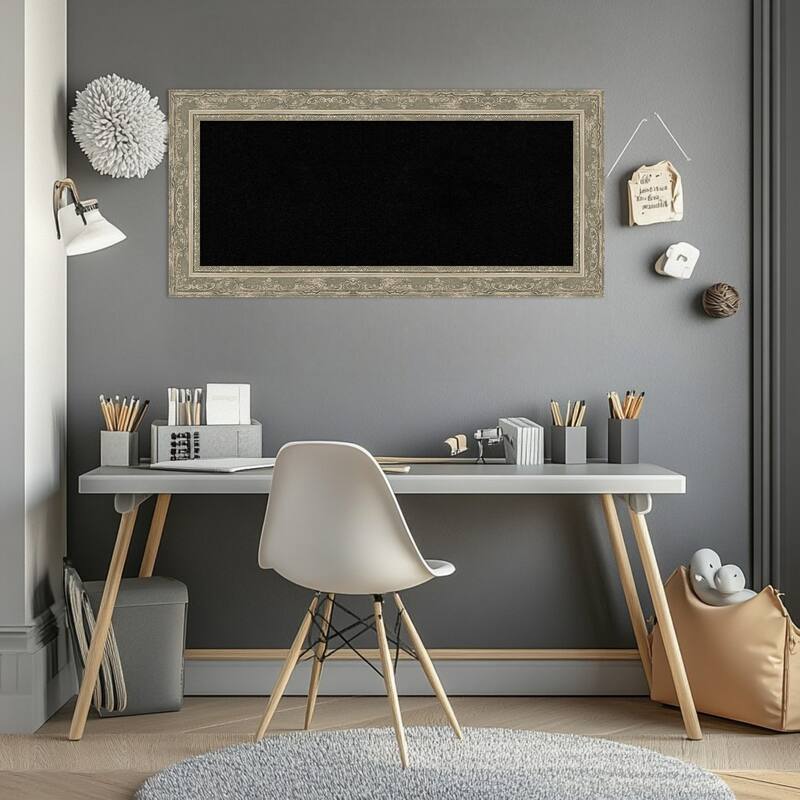 Filigree Silver Framed Cork Board - Bulletin Board, Organization Board, Pin Board