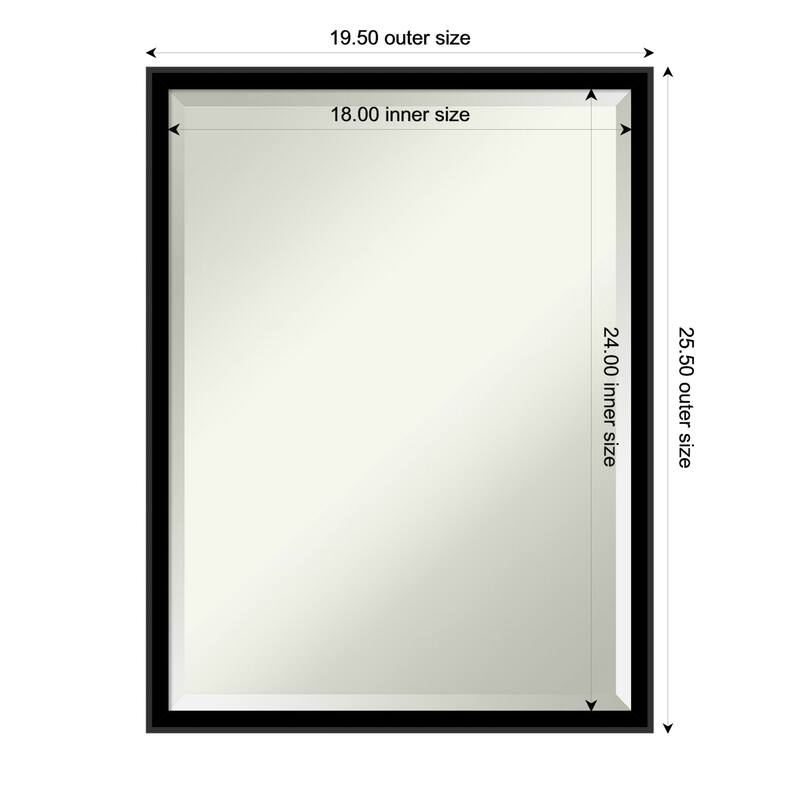 Incline Beveled Wood Framed Wall Mirror - 20 x 26 in - Incline Black