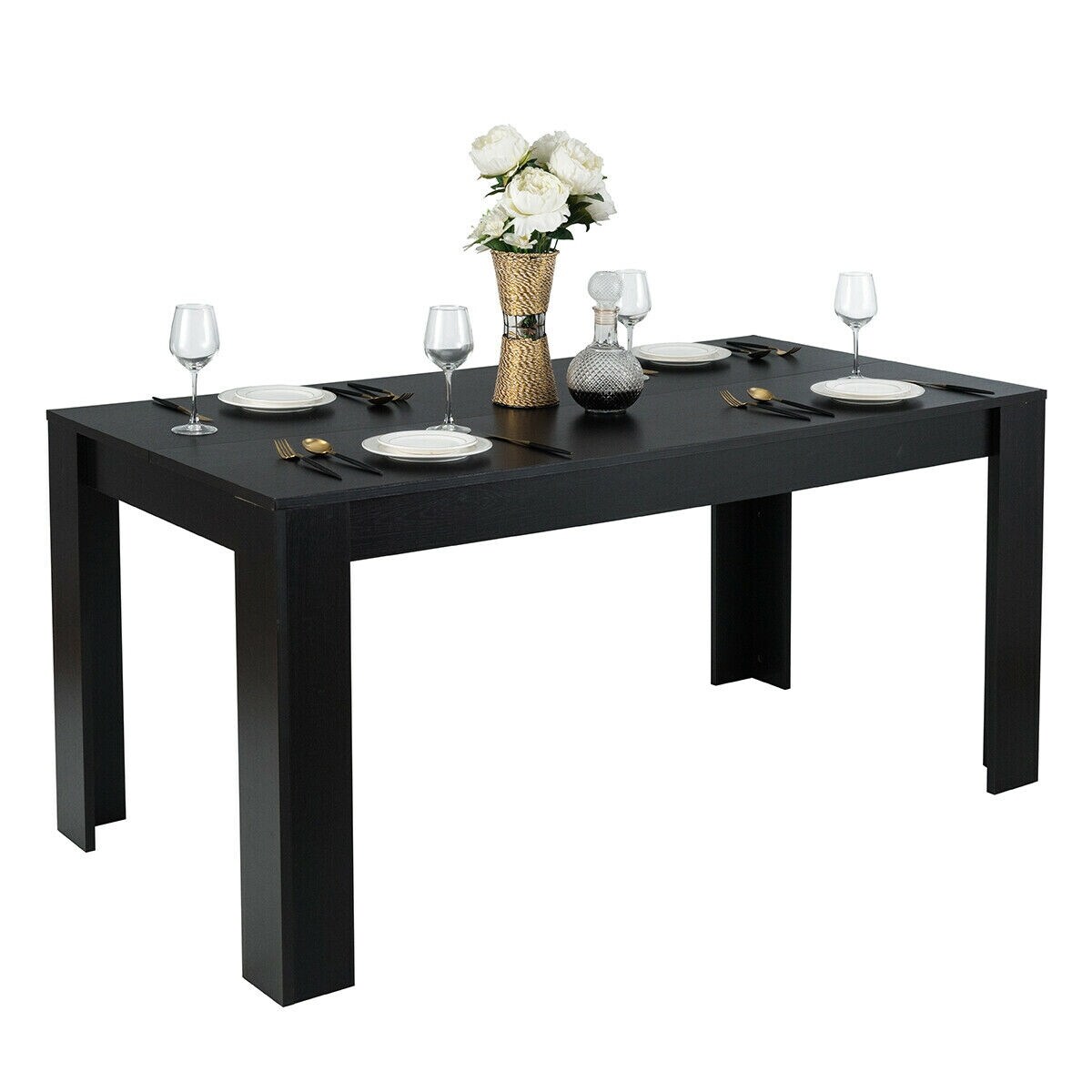 Shop Gymax 63 Dining Table Rectangular Modern Kitchen Table For 6 People Coffee On Sale Overstock 32078873