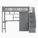 preview thumbnail 16 of 27, Twin size Loft Bed with Bookshelf, Drawers, Desk and Wardrobe
