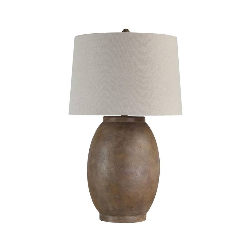 Wood Finish Vase Shaped Table Lamp with Tapered Shade - 31" - Brown