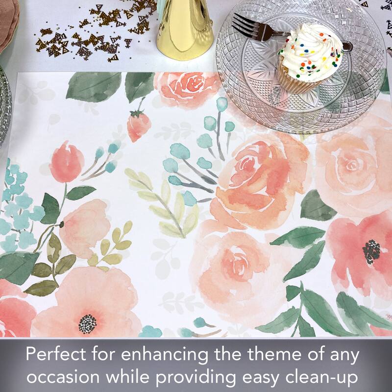 Blooming Delight 24 Sheet Reusable Premium Paper Stock Placemats in Resealable Storage Bag Made in The USA 17" x 11"