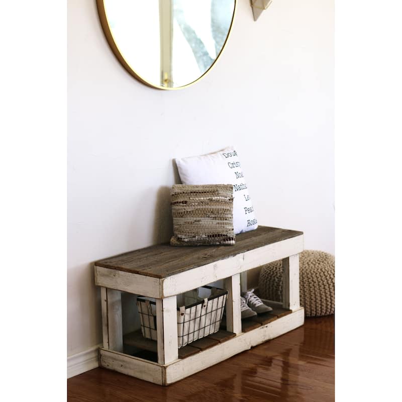 White Combo Storage Bench - Reclaimed Wood
