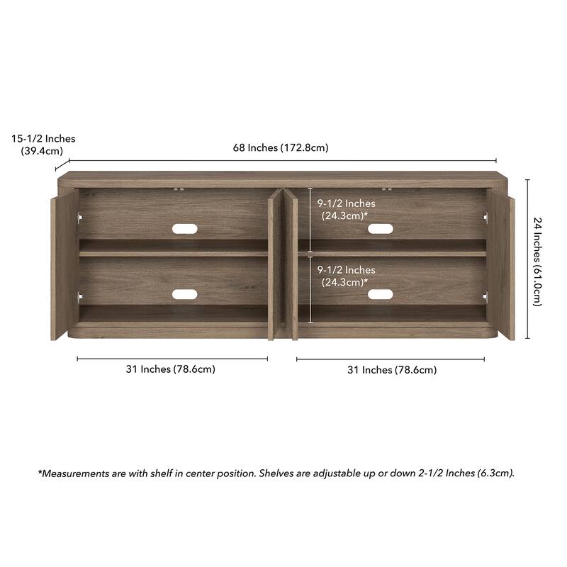 Easton Rectangular Fluted TV Stand for TV's up to 75" - 68" Wide