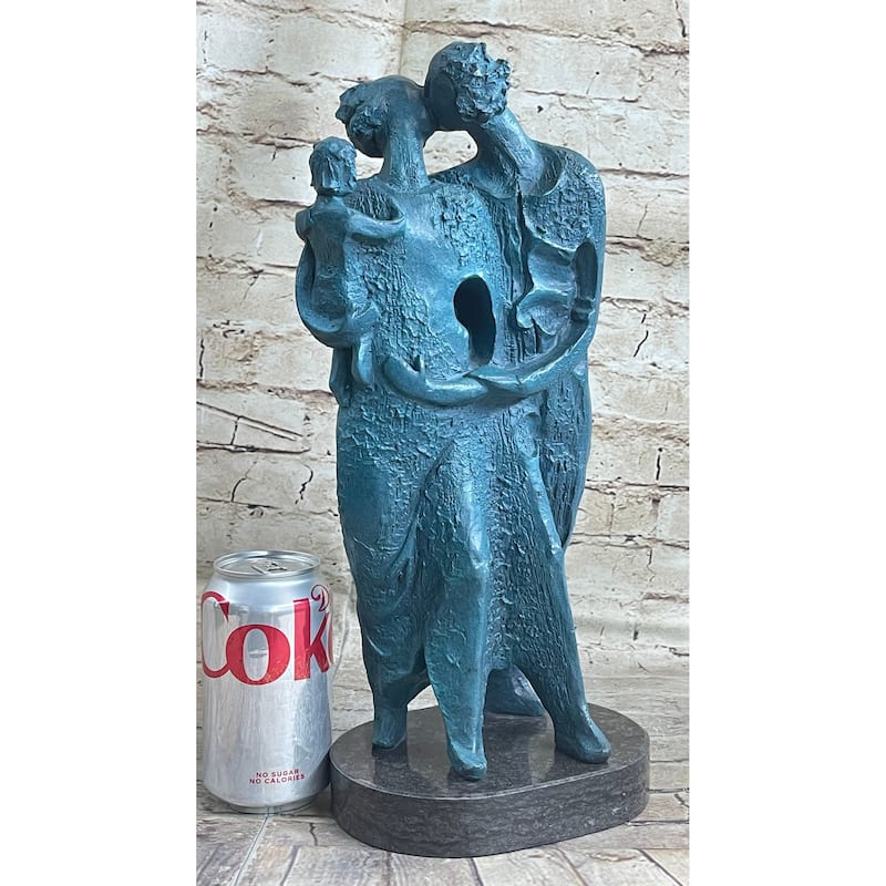 Salvador Dali Hommage - Bronze Sculpture - The Family- 100 Percent Bronze Statue Green
